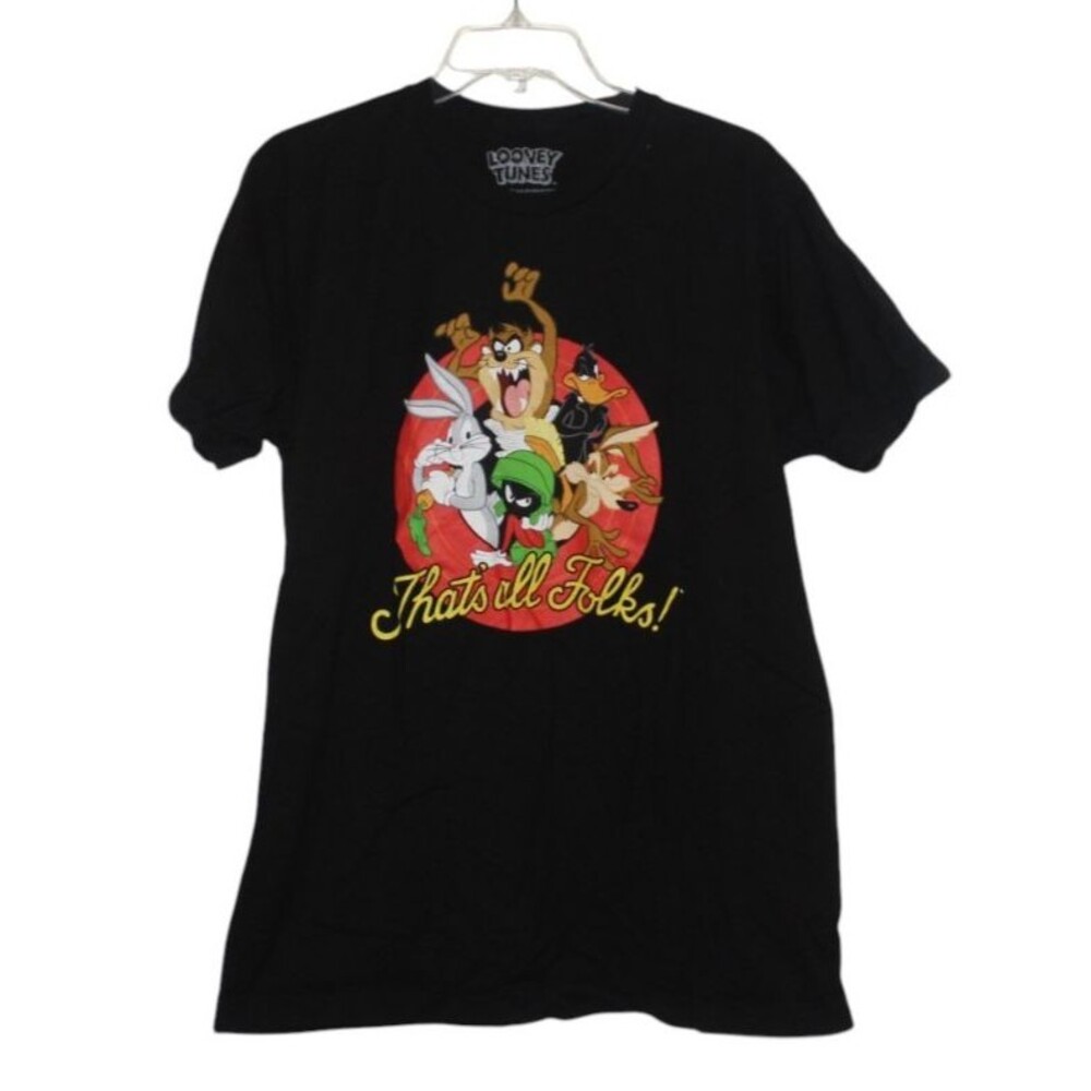Looney Tunes That's All  Folks  Shirt Cartoon Characters Cotton Size Large